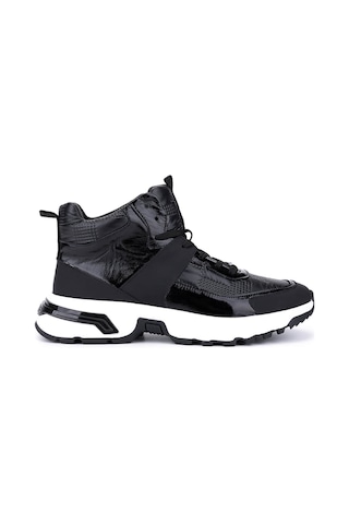 Tamer Tanca Erkek Hakiki Deri Siyah Sneakers & Spor Bot 1093 1401 Erk Bot Sk25-26 Sıyah Prst Siyah