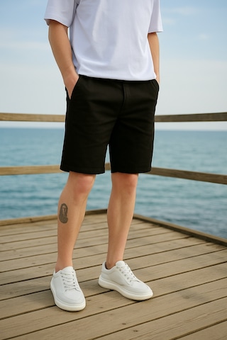 Pobudo Siyah Renk Pamuk Kumaş Chino Erkek Şort 2025-1785 Siyah