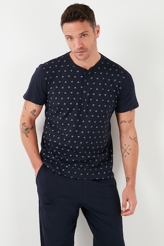 Buratti Pamuklu Beli Lastikli Regular Fit Kısa Kollu Erkek Pijama Takımı 6572009 Lacivert