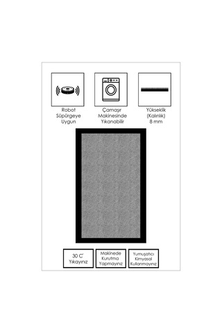 West Home Dijital Baskı Yıkanabilir Kaymaz Taban Salon Halısı Mutfak Halısı Koridor Halısı Wh 445 Grey
