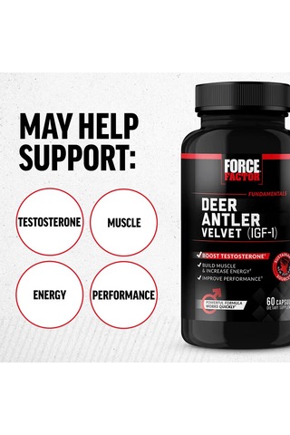 Force Factor, Deer Antler Velvet Testo Igf-1 , 60 Capsules