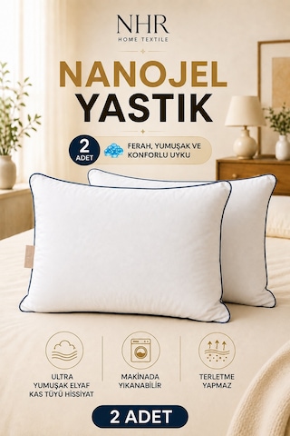%100 Nanojel Dolgulu Uyku Yastığı 50x70 1200gr / 2 Adet