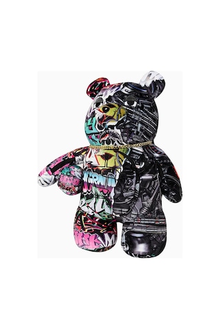 Sprayground Split Cybershark Moneybear Teddy Bear Backpack, Sınırlı Üretim Lüks Sırt Çantası Renkli Çok Renkli