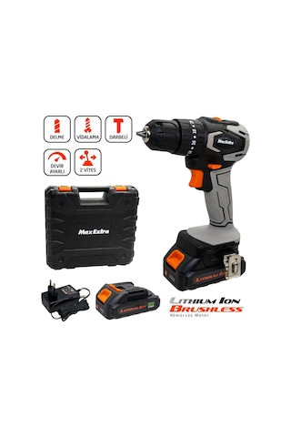 Max Extra MX1830 20 V 1.5 Ah Çift Akülü Darbeli Matkap