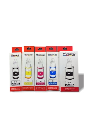 İnk 100 Ml Canon Uyumlu Photo Ink, 5 Kartuşlu Canon Yazıcılar Için Uyumlu 5 Adet Mürekkep Seti Akıllı Mürekkep