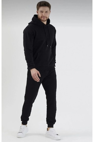 Hırsch Kapüşonlu Siyah Eşofman Takımı Unisex Oversize 2 Iplik Siyah