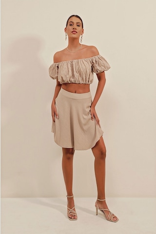 Gabria Kısa Kloş Etek Bej