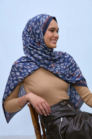 Silk Home Eco Viscose Şal Lacivert Indigo Vizon Kiremit Leopar Desenli Nefes Alan 90x200 Çok Renkli