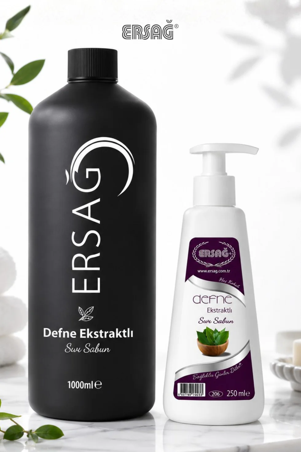 Ersağ Aparatlı Defne Ekstraktlı Sıvı Sabun 1000 Ml X 250 Ml