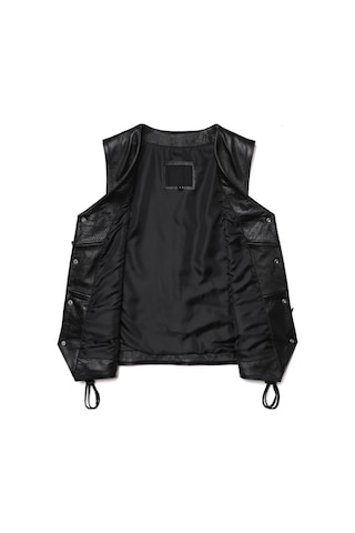 Yanları Deri Ip Bağlamalı Zik Yelek Hakiki Deri