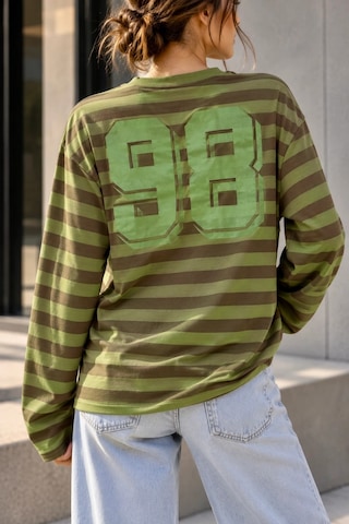 Bbbutikbasic Wild Baskılı Çizgili Uzun Kollu Kadın Sweatshirt My3535 Yeşil