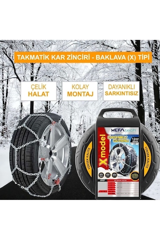 Oto Lastik Kar Zinciri 225/55/r14 X Tipi Binek Suv Takmatik Kolay Montaj 10 CM