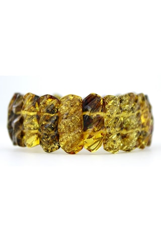 Kehribar Bileklik Fosilli Roleks Tasarım Ambergold Blk23-146 Çok Renkli
