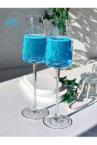 Glass Concept Şarap Ve Şampanya İçin İnce Ayaklı Uzun Kadehler 2 Adet 211606399 Beyaz