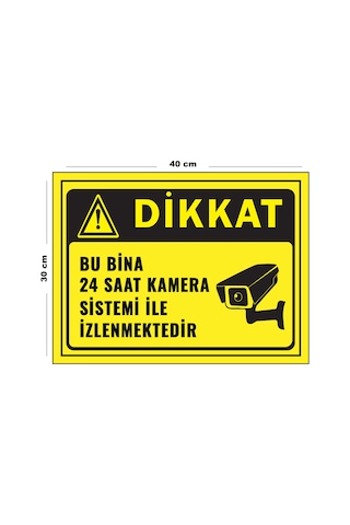 Metal Dikkat Bu Bina 24 Saat Kamera İle İzlenmektedir - 2 30 Cm X 40 Cm A3 Büyüklüğünde Uyarı Levha Metal Dikkat Bu Bina 24 Saat Kamera İle İzlenmektedir - 2 30 Cm X 40 Cm A3 Büyüklüğünde Uyarı Levha