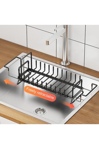 Pazly Genişletilebilir Metal Bulaşık Kurutma Raftı, Mutfak Tezgahı İçin Drenaj Tahtası, Pas Dayanıklı, Çok Renkli, 16.6x9.8x35.2-50.4cm Çok Renkli