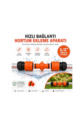 Otomatik Hortum Bağlantı Aparatı 3 Parça 1/2'' Bahçe Hortumu Ekleme Adaptörü Sızdırmaz