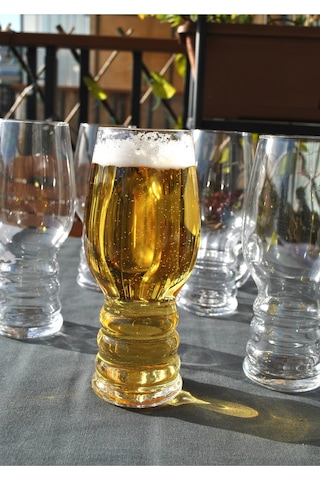 6 Adet Cam Bira Bardağı Seti 520 Ml Boğumlu Kulpsuz Ayran Bardak Takımı