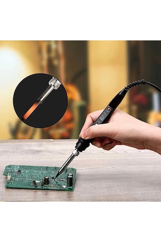 936h-80 Watt Dijital Ayarlı Esd Kalem Havya Smd Ler İçin Extra İnce Uç Hediyeli