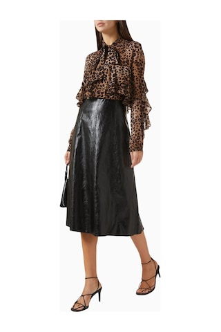 Marella Coated Twill Flared Midi Etek, Modern Ve Şık Tasarım Siyah