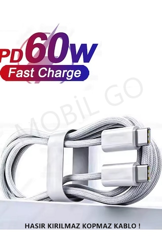 İphone 15-16-17 Pro Max Plus Uyumlu Type-c Hasır Yeni Nesil Hızlı Şarj Kablosu -