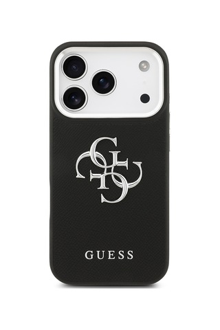 Apple Uyumlu iPhone 17 Pro Kılıf Guess Lisanslı Pu Deri 4g Büyük Metal Logo Dizaynlı Kapak Siyah