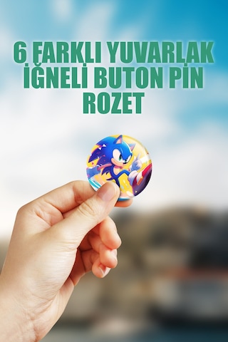 Sonic Video Oyun Çanta Süsü İğneli Buton Rozet Seti 6 Adet Altılı