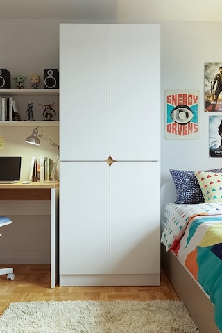Star 4 Kapaklı Mdf Kapaklı Gardırop Beyaz