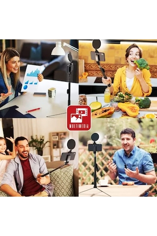 Telefon Standlı Bluetooth Kumandalı Ayarlanabilir Uzunluk 120cm Photo Video Selfie Çekim Tripodu Standart