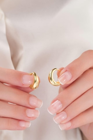 Tmt Silver 17 Mm Gümüş Altın Gold Kaplama Halka Şarnel Küpe
