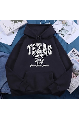Tarzsokak Texas Austin Amerika Birleşik Devletleri Hoodies Kadın Polar Ekip Boyun Kapşonlu Yaratıcı Yen Siyah