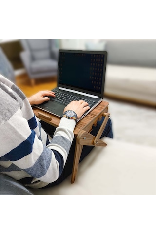 Dzgn Home Katlanabilir Laptop Standı Ahşap Laptop Sehpası Ceviz