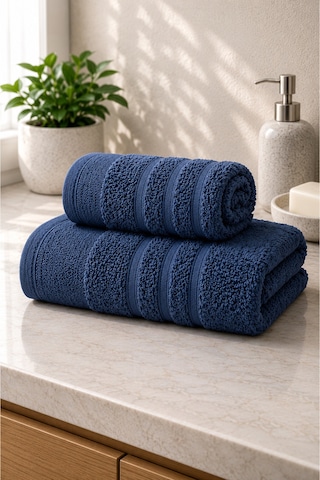 Ayla 2'li Havlu Seti 70x140 Banyo Havlusu + 50x90 Baş Havlusu, Yumuşak Dokulu, Yüksek Su Emici Koyu Mavi Ayla 2'li Havlu Seti 70x140 Banyo Havlusu + 50x90 Baş Havlusu, Yumuşak Dokulu, Yüksek Su Emici Koyu Mavi