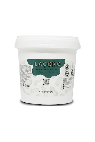 Laçoko Kova Şekersiz Katkısız Glutensiz Vegan Doğal Az Kavrulmuş (Çiğ) Yer Fıstığı Ezmesi 1 KG