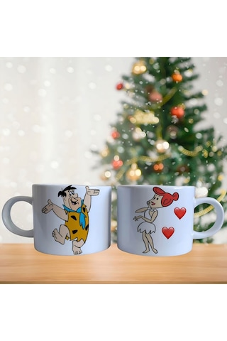 Taş Devri İsim Yazılabilir Porselen Fincan Takımı 772 Beyaz