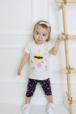 Harika Kids Kız Bebek Kaprili Kısa Kollu Kız Desen Baskılı Yazlık Basic Alt-üst Takım 6-24 Ay 001