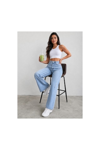 Kene Jeans Buz Kar Diz Lazer Yırtık İşlemli İspanyol Paça Denim/kot Pantolon Jeans Buz Kar