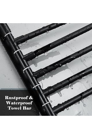 Novahub 5 Kollu Dönebilir Alüminyum Havlu Askısı - Deliksiz/delikli Montaj, 180 Dönüşlü, Pratik Kancalı, 30cm Siyah Siyah