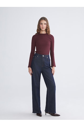 Lcw Modest Bordo Bisiklet Yaka Kadın Body