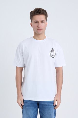 Velvoria Unisex Oversize Streetwear Baskılı Beyaz Renk T-shirt