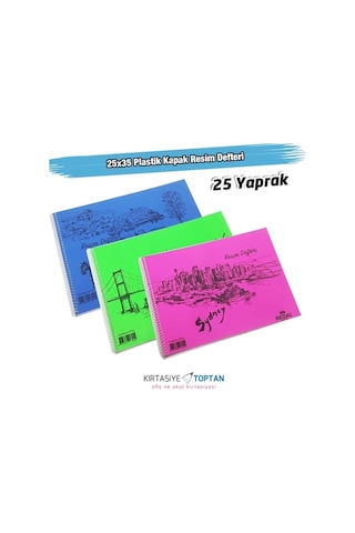 Single Color Plastik Kapak Resim Defteri 25 35