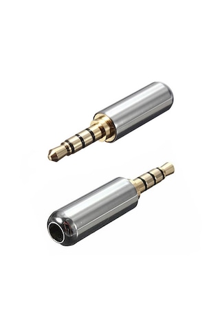 3.5mm Stereo Jak 3 Pin 4 Boğumlu Metal Konnektör - Lehim Tipi Gri