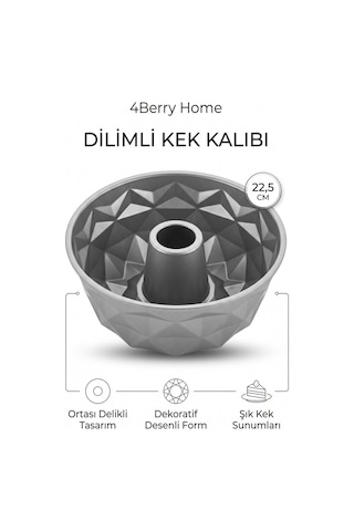 Dilimli Kek Kalıbı 22,5 Cm Gri