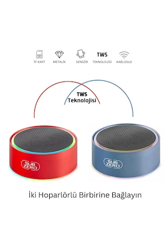 Mini Bluetooth Hoparlör Ses Bombatws Çift Hoparlör Bağlantı Mavi