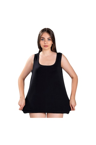 Fanilam Kadın Pamuklu Kalın Askılı Büyük Beden Atlet 2 Li Set Oversize 3xl 6xl Arası Siyah