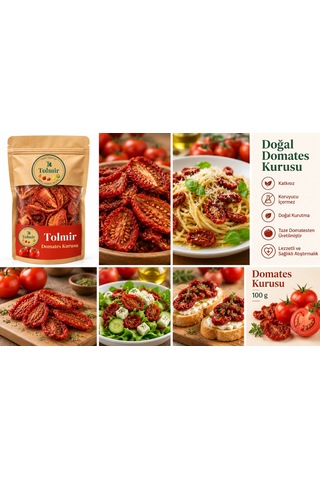 Tolmir Kekikli Domates Kurusu 100 G Kaya Tuzlu & Fırınlanmış, Yıkama Gerektirmez Doğrudan Tüketime Hazır Dilimler