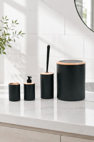 Decorev 4'lü Banyo Seti Siyah Tuvalet Kova Wc Set Siyah