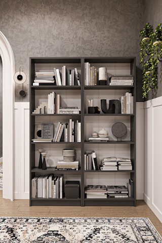 Asra Trend 2 Modüllü Kitaplık K-003 %100 MDF 10 Bölmeli Modern Ofis Çalışma Masası Yanı Rafı Antrasit Gri