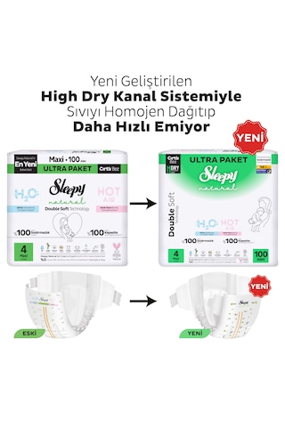Sleepy Natural Double Soft Ultra Fırsat Paketi Bebek Bezi 4 Numara Maxi 200 Adet