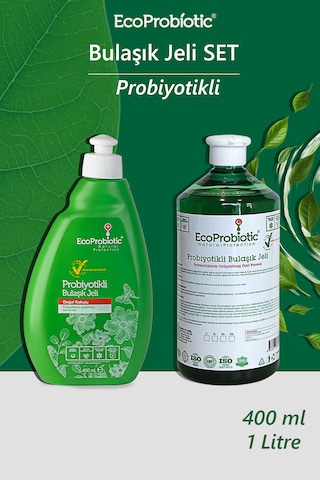 Probiyotikli Bulaşık Jeli 400 Ml +1 Lt Set Temiz İçerikli, Çevre Dostu, Ağır Kimyasal İçermez